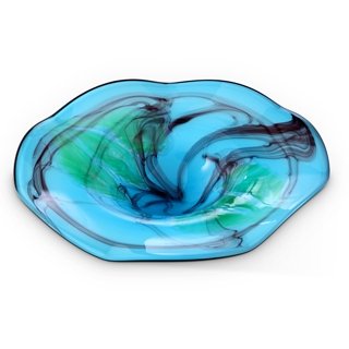 ART GLASS BOWL - UNIQUELY HAND CRAFTED: ART GLASS BOWL - UNIQUELY HAND CRAFTED - EACH PIECE IS MADE BY HAND THEREFOR THERE MAY BE SLIGHT VARIATIONS WITHIN EACH INDIVIDUAL PIECE - 3.5"H x 15" DIAMETER - BLUE TONES