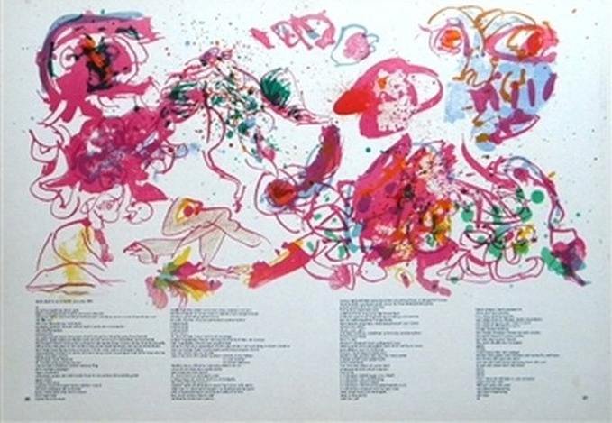 ALECHINSKY ORIGINAL LITHOGRAPH, 1964: PIERRE ALECHINSKY ORIGINAL LITHOGRAPH, 1964 -PUBLISHED IN 1964 BY KORNFELD FOR 1 CENT LIFE, IN AN EDITION OF 2000 - THERE IS POETRY TEXT UNDER THE IMAGE - SHEET SIZE: 16 1/4 X 22 3/4 INCHES - UNFRAMED