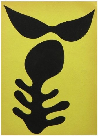 ARP POCHOIR "MOUSTACHES ET SQUELLETTES" 1957: JEAN ARP POCHOIR "MOUSTACHES ET SQUELLETTES" (MUSTACHE AND SKELETON) 1957 -MEDIUM: POCHOIR -WOVE PAPER, THIS PRINT WAS PUBLISHED IN PARIS BY SAN LAZZARO FOR XXE SIECLE - SHEET SIZE 12 1/4 X 9 INCHES -