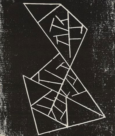 ARP ORIGINAL WOODCUT - "BEFORE THE BATTLE OF HASTINGS": JEAN ARP ORIGINAL ORIGINAL WOODCUT "BEFORE THE BATTLE OF HASTINGS" - PRINTED IN PARIS BY MOURLOT AND PUBLISHED BY PIERRE À FEU AND MAEGHT EDITEUR FOR THE MARCEL DUCHAMP / ANDRÉ BRETON PROJECT SURRÉ