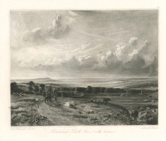 SIR JOHN CONSTABLE / DAVID LUCAS MEZZOTINT: SIR JOHN CONSTABLE / DAVID LUCAS MEZZOTINT "HAMPSTEAD HEATH - HARROW IN THE DISTANCE" - THIS BEAUTIFUL MEZZOTINT ENGRAVING WAS COMPOSED BY JOHN CONSTABLE AND ENGRAVED BY DAVID LUCAS - IT IS FROM THE M