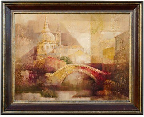 "ABSTRACT BRIDGE" FRAMED EMBELLISHED GICLEE: "ABSTRACT BRIDGE" EMBELLISHED GICLEE COMES FRAMED. 100% ARCHIVAL INKS AND ACID FREE CANVAS ENSURES THIS PIECE WILL LAST THE TEST OF TIME. PIECE IS OVERSIZED - APPROPRIATE SHIPPING CHARGES WILL APPLY.