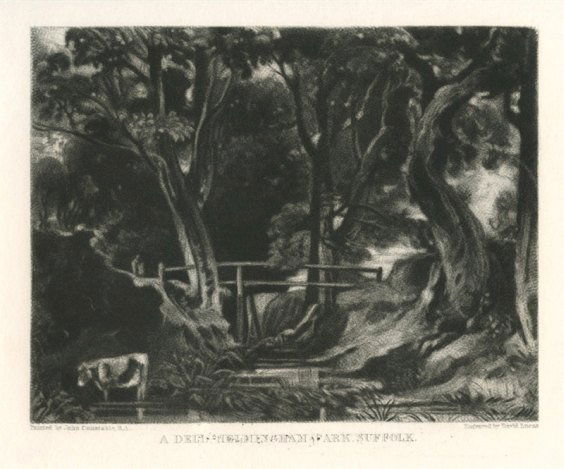 SIR JOHN CONSTABLE / DAVID LUCAS MEZZOTINT: SIR JOHN CONSTABLE / DAVID LUCAS MEZZOTINT "A DELL, HELMINGHAM PARK, SUFFOLK" - THIS BEAUTIFUL MEZZOTINT ENGRAVING WAS COMPOSED BY JOHN CONSTABLE AND ENGRAVED BY DAVID LUCAS - IT IS FROM THE MUCH SOUG