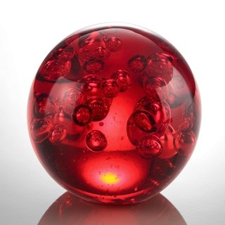 ART GLASS RED BUBBLE SPHERE 3" DIA: ART GLASS RED BUBBLE SPHERE 3" DIAMETER - HAND CRAFTED