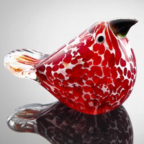 ART GLASS REDBIRD - MOTTLED: ART GLASS MOTTLED REDBIRD - 2.5"H x 4"W x 2.5"D - HAND CRAFTED - EACH PIECE IS MADE BY HAND THEREFOR THERE MAY BE SLIGHT VARIATIONS WITHIN EACH INDIVIDUAL PIECE