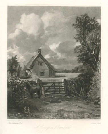 SIR JOHN CONSTABLE / DAVID LUCAS MEZZOTINT: SIR JOHN CONSTABLE / DAVID LUCAS MEZZOTINT "A COTTAGE IN A CORNFIELD" - THIS BEAUTIFUL MEZZOTINT ENGRAVING WAS COMPOSED BY JOHN CONSTABLE AND ENGRAVED BY DAVID LUCAS - IT IS FROM THE MUCH SOUGHT - AFT