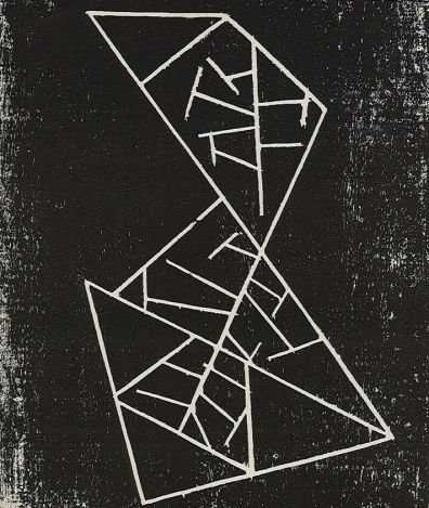 ARP ORIGINAL WOODCUT - "BEFORE THE BATTLE OF HASTINGS": JEAN ARP ORIGINAL ORIGINAL WOODCUT "BEFORE THE BATTLE OF HASTINGS" - PRINTED IN PARIS BY MOURLOT AND PUBLISHED BY PIERRE À FEU AND MAEGHT EDITEUR FOR THE MARCEL DUCHAMP / ANDRÉ BRETON PROJECT SURRÉ