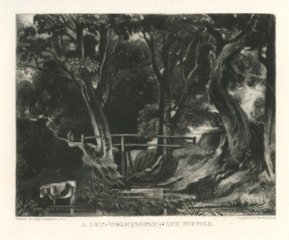 SIR JOHN CONSTABLE / DAVID LUCAS MEZZOTINT: SIR JOHN CONSTABLE / DAVID LUCAS MEZZOTINT "A DELL, HELMINGHAM PARK, SUFFOLK" - THIS BEAUTIFUL MEZZOTINT ENGRAVING WAS COMPOSED BY JOHN CONSTABLE AND ENGRAVED BY DAVID LUCAS - IT IS FROM THE MUCH SOUG