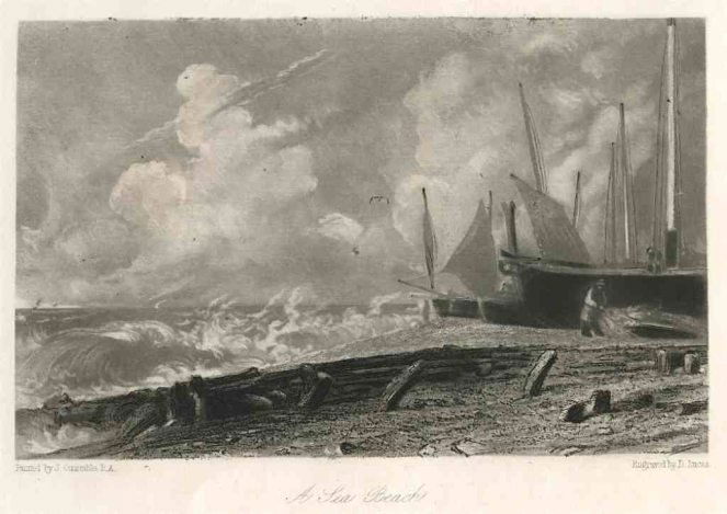 SIR JOHN CONSTABLE / DAVID LUCAS MEZZOTINT: SIR JOHN CONSTABLE / DAVID LUCAS MEZZOTINT "A SEA BEACH" - THIS BEAUTIFUL MEZZOTINT ENGRAVING WAS COMPOSED BY JOHN CONSTABLE AND ENGRAVED BY DAVID LUCAS - IT IS FROM THE MUCH SOUGHT - AFTER "ENGLISH L