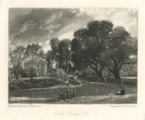 SIR JOHN CONSTABLE / DAVID LUCAS MEZZOTINT: SIR JOHN CONSTABLE / DAVID LUCAS MEZZOTINT "EAST BERGHOLT" - THIS BEAUTIFUL MEZZOTINT ENGRAVING WAS COMPOSED BY JOHN CONSTABLE AND ENGRAVED BY DAVID LUCAS - IT IS FROM THE MUCH SOUGHT - AFTER "ENGLISH