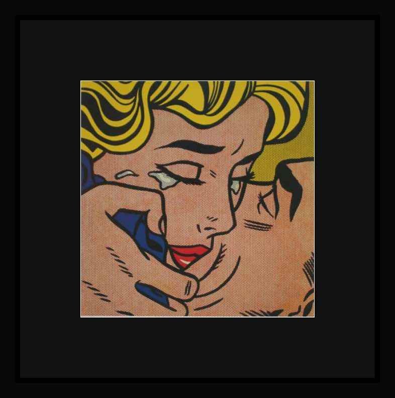 LICHTENSTEIN "KISS V" - FRAMED: Roy Lichtenstein "Kiss V" - After The 1964 Painting - Lithograph On Heavy Art Stock - Professionally Framed With Acid Free Mat And Solid Wood Frame - Image Appx. 8.75" X 8.75" - Framed Appx. 16.75" X
