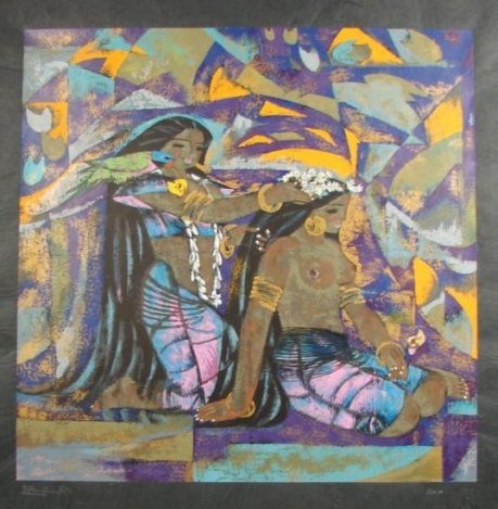 ZHOU LING "COLOR MY WORLD": ZHOU LING "COLOR MY WORLD" - SERIGRAPH ON RICE PAPER - LIMITED EDITION OF 100 - HAND SIGNED AND NUMBERED - 31"X31"(IMAGE) - UNFRAMED - WITH COA