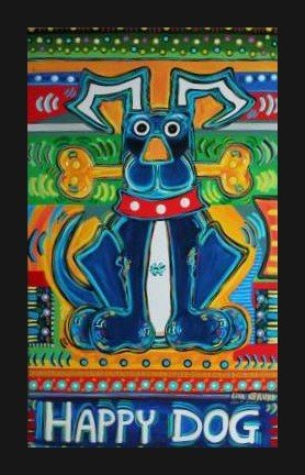LISA GRUBB SIGNED GALLERY PROOF "GOOD DOG": Lisa Grubb Gallery Proof "Good Dog" - Hand Signed & Numbered 5/50 By The Artist (Also Signed In The Print) - Hand Embelleshed Giclee On Canvas - Streched around wood frame (can be removed from streche