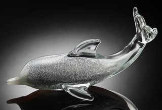 ART GLASS DOLPHIN - HAND CRAFTED: ART GLASS DOLPHIN - HAND CRAFTED - 3.5"H X 6.5"W X 3.5:"D