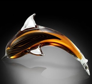 ART GLASS DOLPHIN - HAND CRAFTED: ART GLASS DOLPHIN - 6.5"H x 11"W x .5"D - HAND CRAFTED - EACH PIECE IS MADE BY HAND THEREFOR THERE MAY BE SLIGHT VARIATIONS WITHIN EACH INDIVIDUAL PIECE