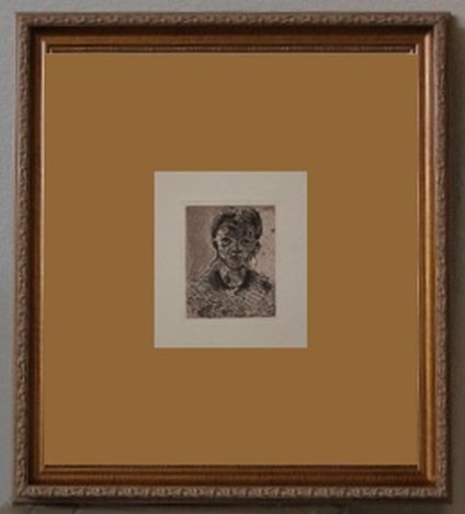 CEZANNE "HEAD OF A YOUNG GIRL" ETCHING: PAUL CEZANNE 'HEAD OF A YOUNG GIRL" - ETCHING - WITH CERTFICATION - RESTRIKE FROM ORIGINAL PLATE - UNFRAMED - IMAGE APPX 5"X4" -