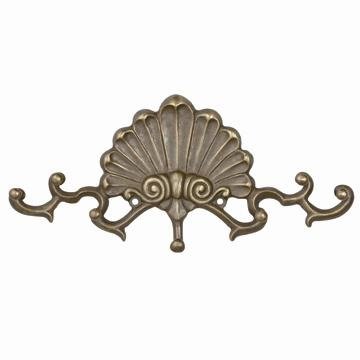 SCROLL KEYHOOK: Scroll Key Hook - 4.5"H 9.5"W 1"D - Brass