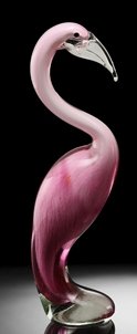 ART GLASS PINK FLAMINGO - HAND CRAFTED: ART GLASS PINK FLAMINGO - 13.5"Hx 4.5"Wx 3"D - EXQUISITELY HAND CRAFTED - EACH PIECE IS MADE BY HAND THEREFOR THERE MAY BE SLIGHT VARIATIONS WITHIN EACH INDIVIDUAL PIECE