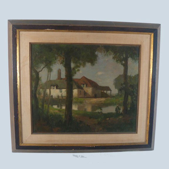 Matthew Adam (Scotland XIX) O/C: Matthew Adam, (Scotland XIX - XX), "A Scottish Angler", oil on canvas. 21" x 20".