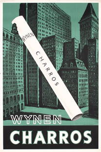 STUNNING Original ART DECO Poster Wynen Cigarettes: Anonymous - GermanyWynen Charros (Cigarettes)Offset approx. 193047.6 x 31.8 in. (121 x 81 cm)(A-/B+) was folded, small tears, needle holes and minimal staining at the edgesEstimate: $600Reserve: $360