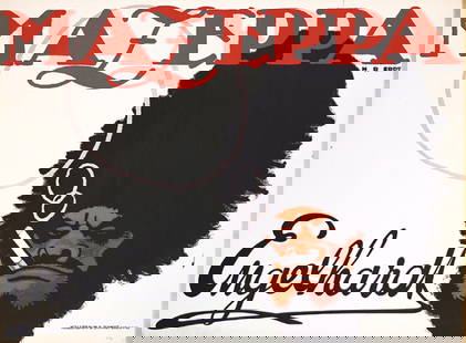 Original Poster Mazeppa ERDT 1912: Erdt, Hans Rudi 1883 - 1925Mazeppa EngelhardtLithograph 191227.5 x 37.4 in. (70 x 95 cm)(B+) small tears and minor staining at the edges, 6 in./15 cm vertical tear and a small paper loss at the