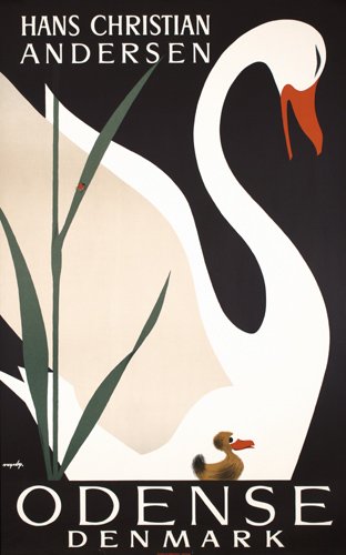Original Denmark Travel Poster SWAN 1950s