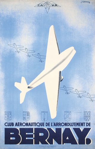 Original Bernay Airplane Travel Poster