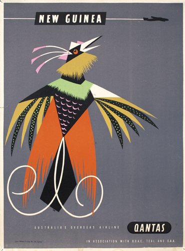 Original 1950s QANTAS NEW GUINEA Travel Poster