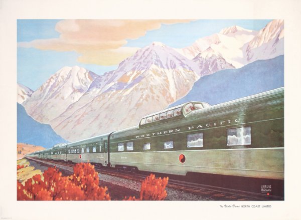 Original LESLIE RAGAN Rail Travel Poster 1950