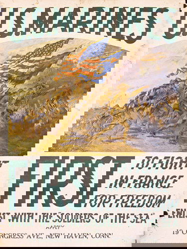 Group of 4 ORIGINAL American World War I Posters: Various Artists World War I (4 posters) Lithograph 1917 - 1918 40.1 x 29.9 in. (102 x 76 cm) Condition: incl. US Marines- by Vohn (ill., B), tears and losses at the edges, creasing, -Keep these off th