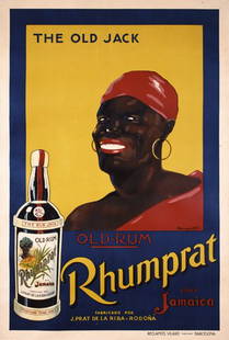 Rare 1920s Rum Poster Rhumprat Old Jack: BonaparteRhumprat - The Old JackLithograph approx. 192046.8 x 31.4 in. (119 x 80 cm)Printer: Vilaro, BarcelonaCondition / Description: (B+) on linen, small tears and minor creasing and staining at