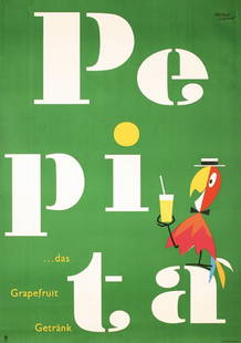 Original 1950s Herbert Leupin Pepita Poster: Leupin, Herbert 1916 - 1999PepitaOffset 195650.3 x 35.4 in. (128 x 90 cm)Printer: Wolfsberg-Druck, ZürichCondition / Description: (B+) smal tears at the edges, two tape stains at the top, minor