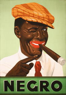 Stunning Original 1930s Tobacco Poster Negro: Anonymous - SwitzerlandNegroLithograph approx. 193050.3 x 35 in. (128 x 89 cm)Printer: A. Trüb, AarauCondition / Description: (A-) on Japan paper, horiz. crease slightly below center, needle holes