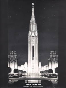 RARE ORIGINAL 1939 San Francisco World's Fair Poster: Anonymous - USA1939 World´s Fair San Francisco - Tower of the SunOffset 193940.1 x 29.9 in. (102 x 76 cm)Printer: no informationCondition Details: (A) tiny tears at the edgesEstimate: $600Reserve: