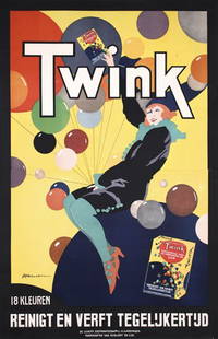 RARE Original Poster TWINK 1920s Plakat: Warren, F.H.TwinkOffset approx. 192859 x 38.1 in. (150 x 97 cm)Printer: no informationCondition Details: (A-/B+) was folded, on linen, was in two sheets, small tears in the margins, tiny paper loss