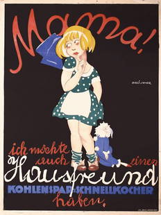 Old Original Poster Plakat MIHALY BIRO 1920s: Biro-SeherMama! Ich möchte auch einen Hausfreund habenOffset approx. 192049.2 x 37 in. (125 x 94 cm)Printer: J. Weiner, WienCondition Details: (B+) was folded, on Japan, repaired paper loss at the