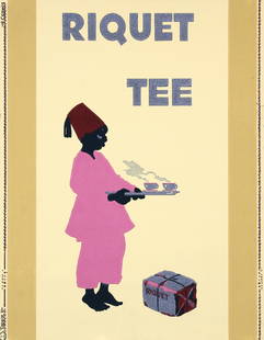 RARE Original 1920s LUDWIG HOHLWEIN Riquet Tea Poster: Hohlwein, Ludwig 1874 - 1949 Riquet Tee (Wallpaper) Offset ca. 1926 25.1 x 15.7 in. (64 x 40 cm) Printer: no information Condition Details: (A-) slight diagonal creases at the top, tiny tears at the