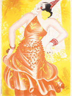 RARE Original 1930s Cappiello Poster Conchita Supervia: Cappiello, Leonetto 1875 - 1942 Conchita Supervia in Frasquita (+ Musical Sheet) Lithograph 1932 62.9 x 47.2 in. (160 x 120 cm) Printer: Devambez, Paris Condition Details: (A-) was folded horiz., on