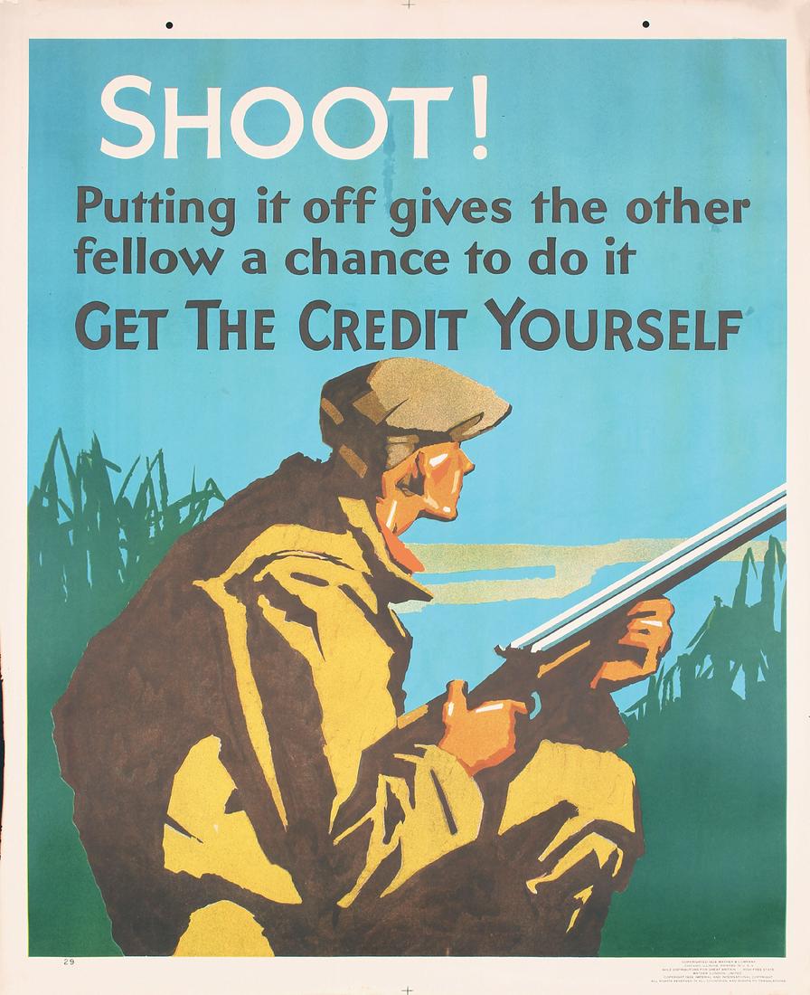 RARE Original 1920 Mather Work Poster Hunter SHOOT (1 of 1)