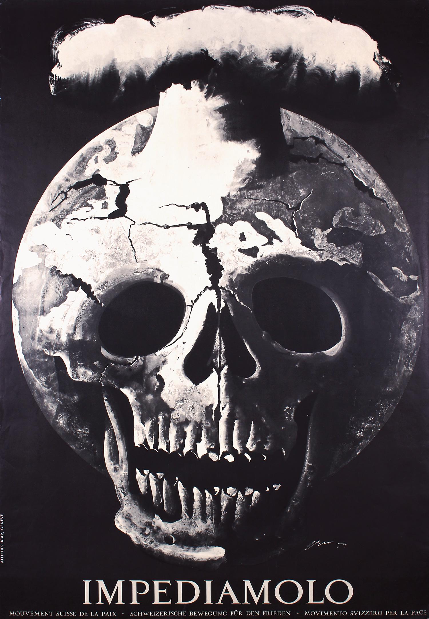 RARE Original 1950s HANS ERNI Atomic War Poster (1 of 1)