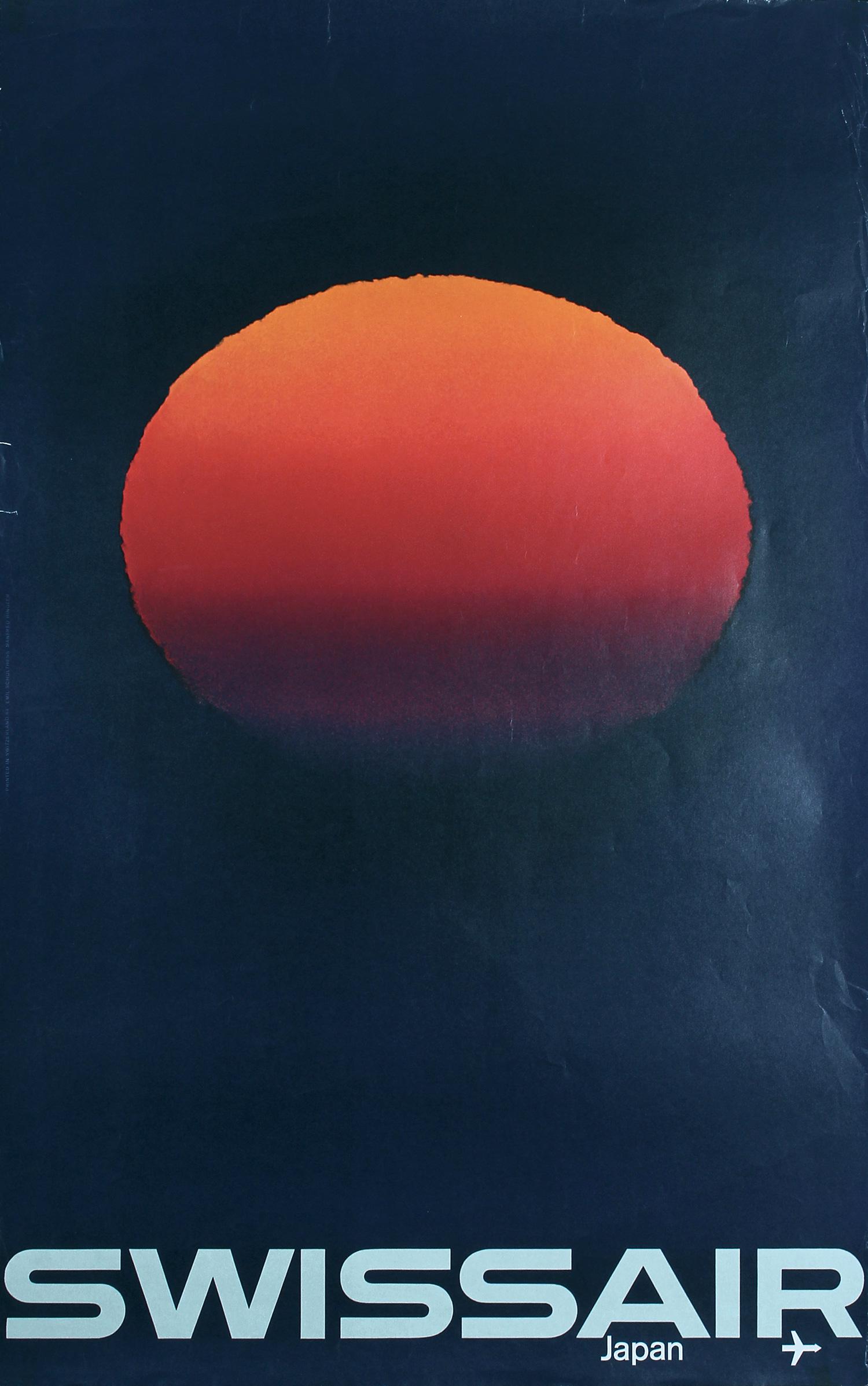 RARE Original 1960s Swissair Japan Poster BINGLER Art (1 of 1)