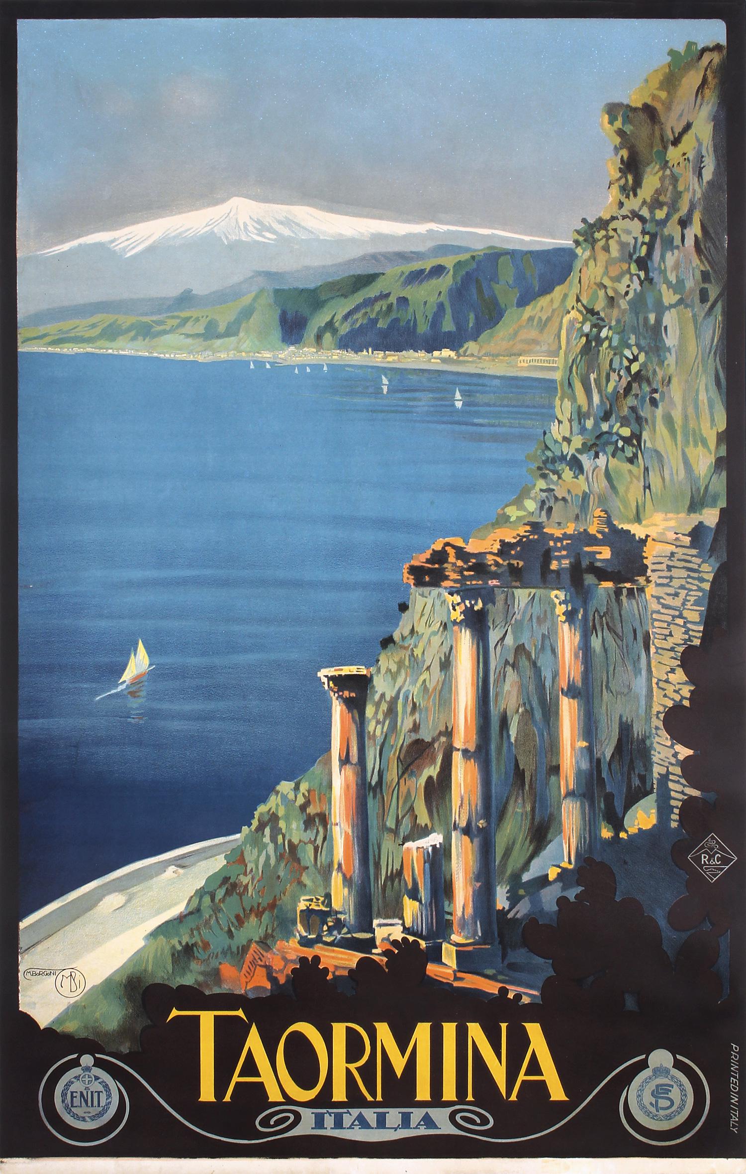 Original Vintage 1920s Italian Travel Poster Taormina (1 of 1)