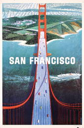 307: Old San Francisco Travel Poster Bridge 1960s