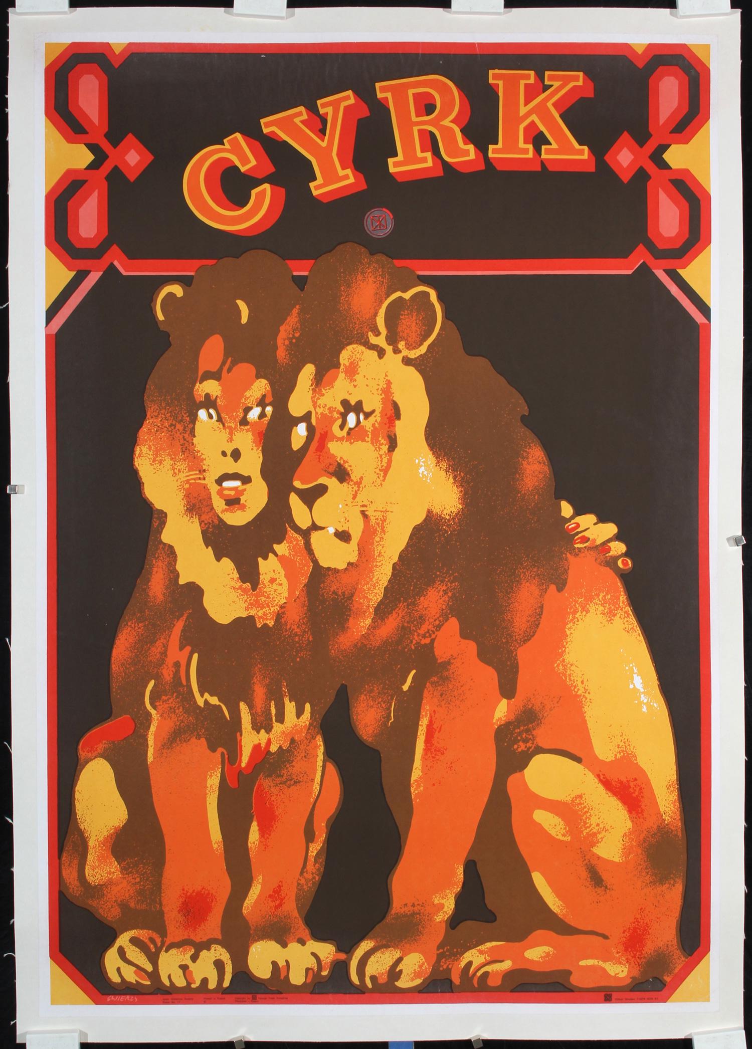 Original 1970s Polish Cyrk Poster Swierzy Lion Lioness (1 of 1)