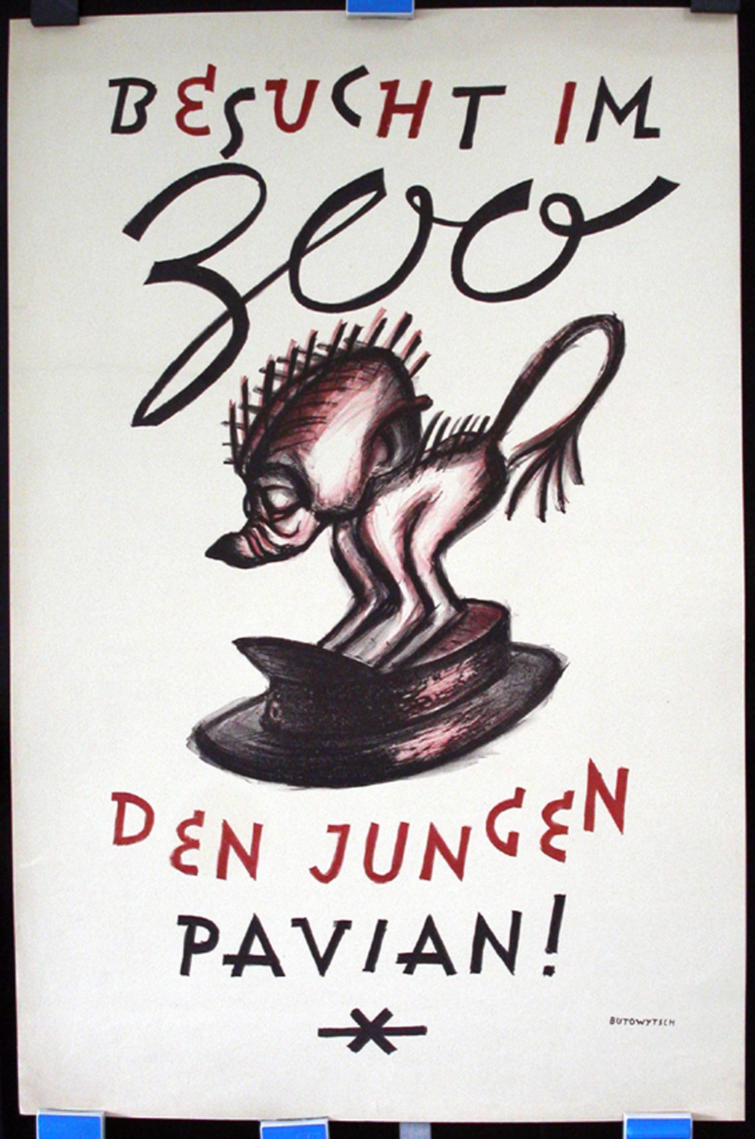 Original Vintage 1930s German Zoo Poster Funny Baboon (1 of 1)