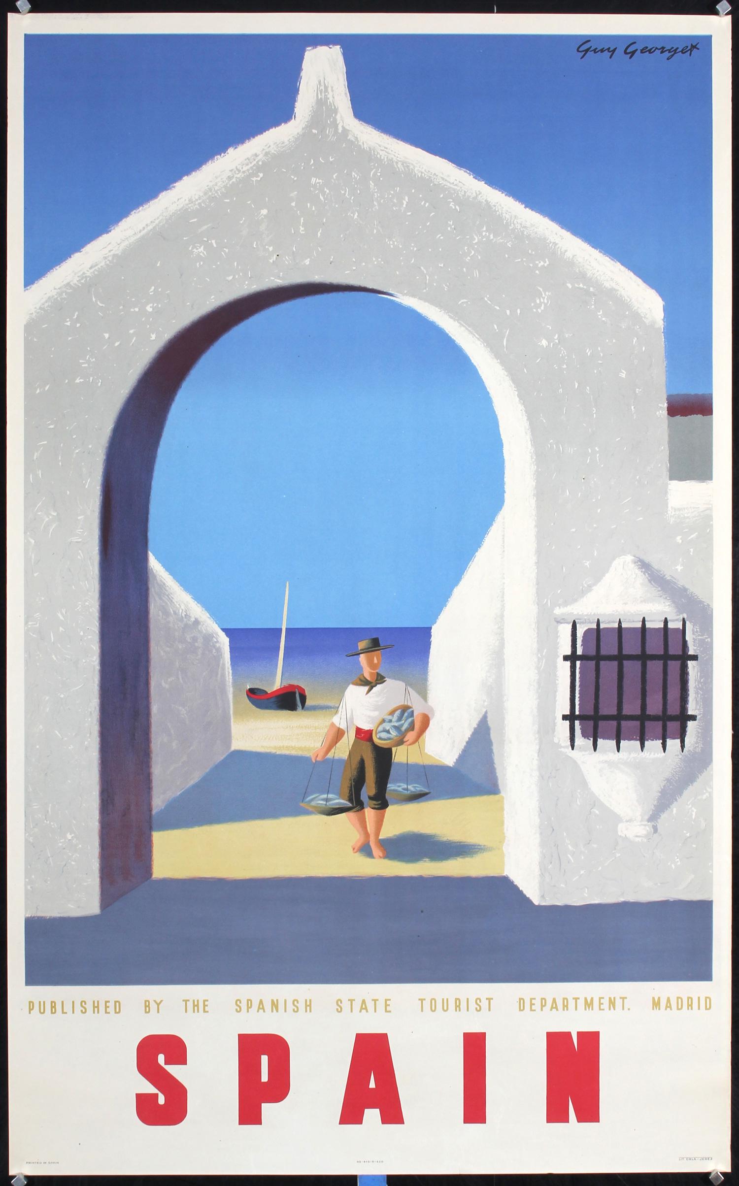 Original Vintage 1950s Spain Travel Poster Georget Art (1 of 1)