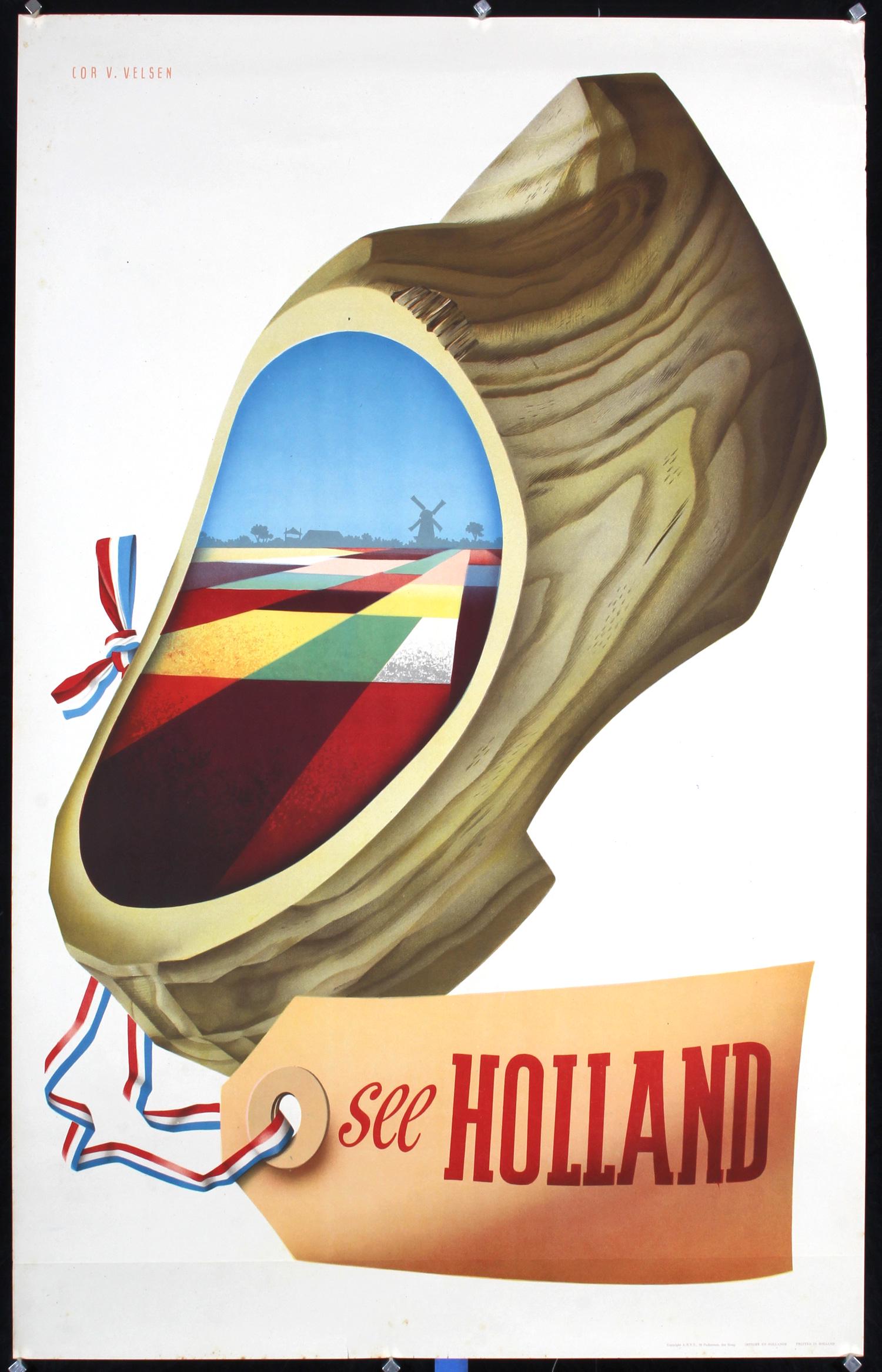 Original Vintage 1950s Holland Travel Poster Velsen Art (1 of 1)