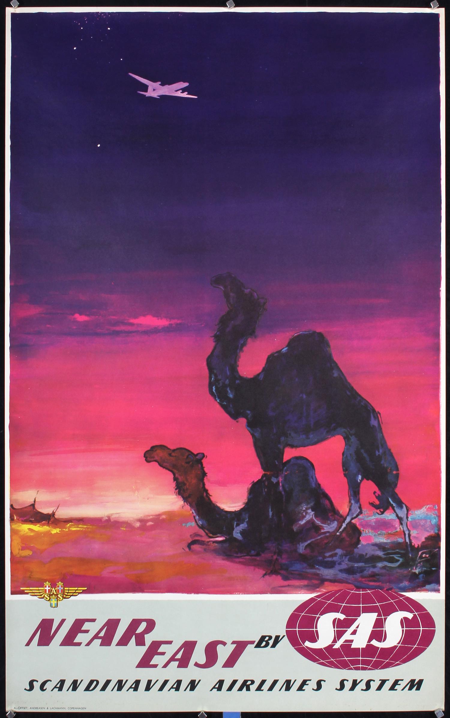 Original Vintage 1950s SAS Airline Travel Poster CAMELS (1 of 1)