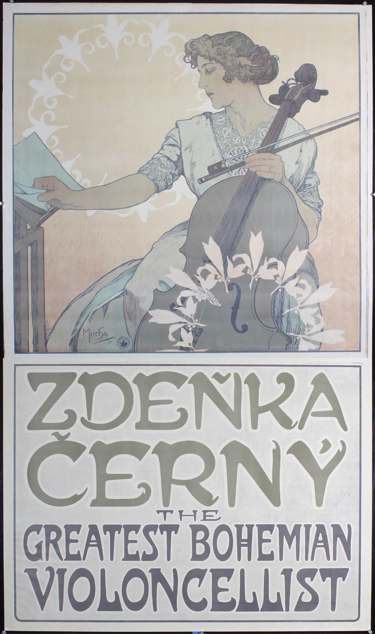 Original Vintage 1913 Zdenka Cerny MUCHA Poster SIGNED (1 of 3)
