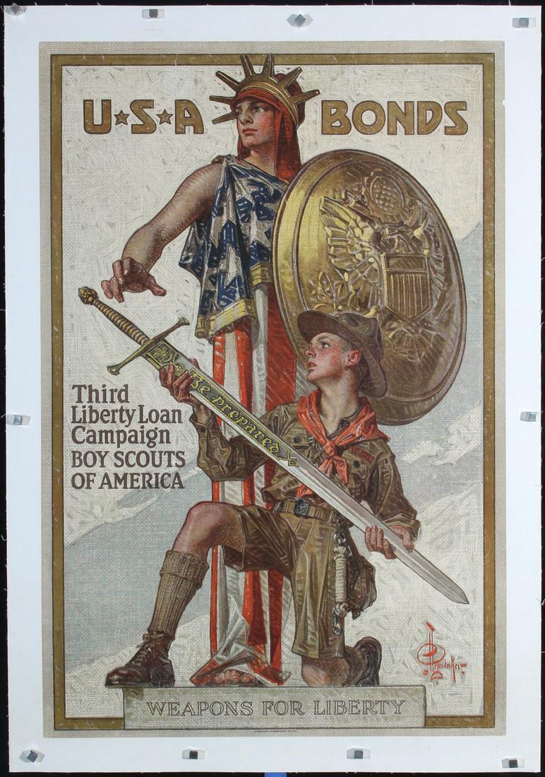 Original 1918 LEYENDECKER World War I Boy Scouts Poster (1 of 1)